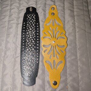 $1 with Bundle ~ Pair of Faux Leather Wide Cuff Bracelets 6207
